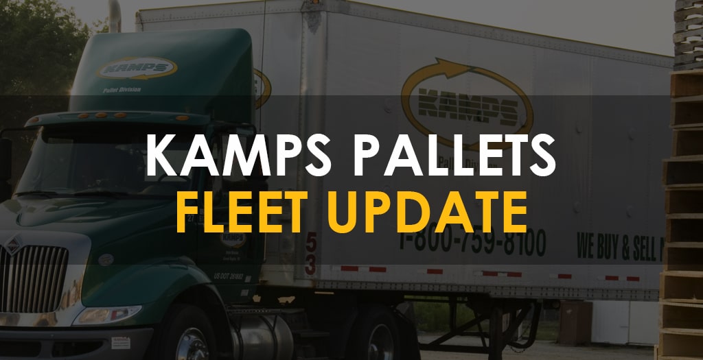 Kamps truck in background with texts that reads kamps pallets fleet update