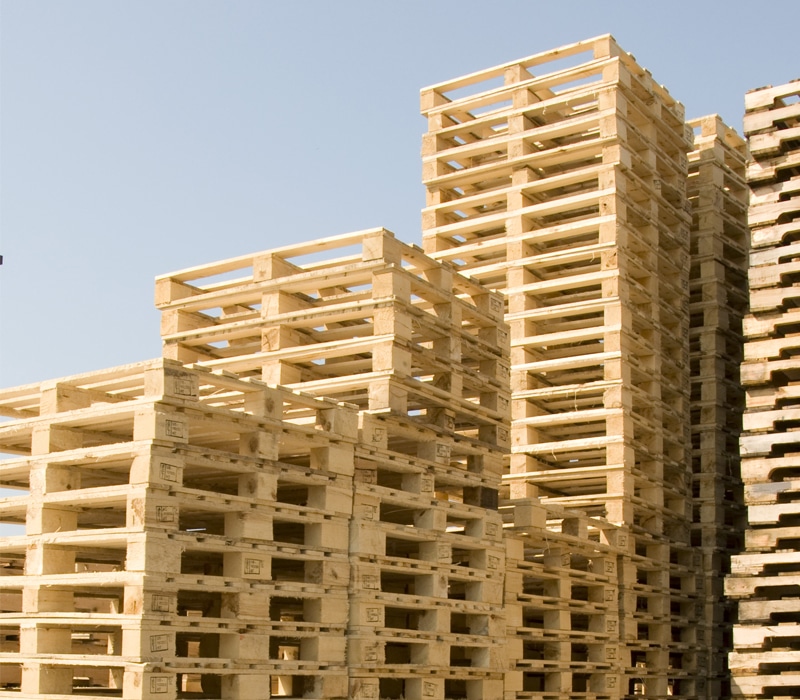pallets neatly stacked outside