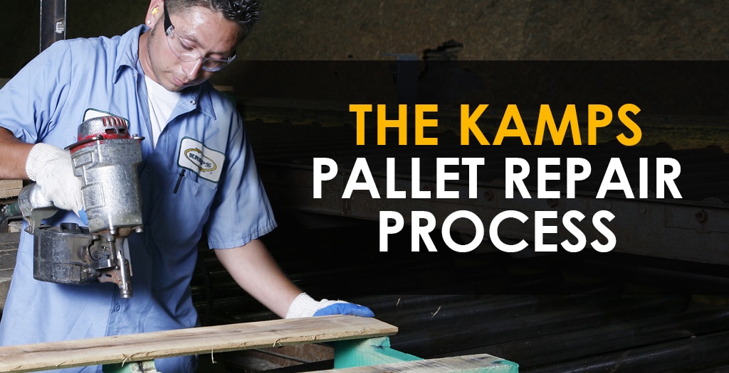 Kamps employee repairing a broken pallet