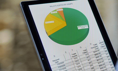 Image of pallet program data displayed on ipad