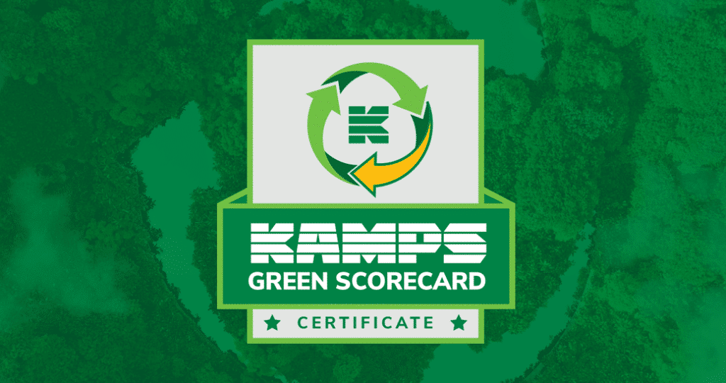 Kamps Green Scorecard Logo on Green Background