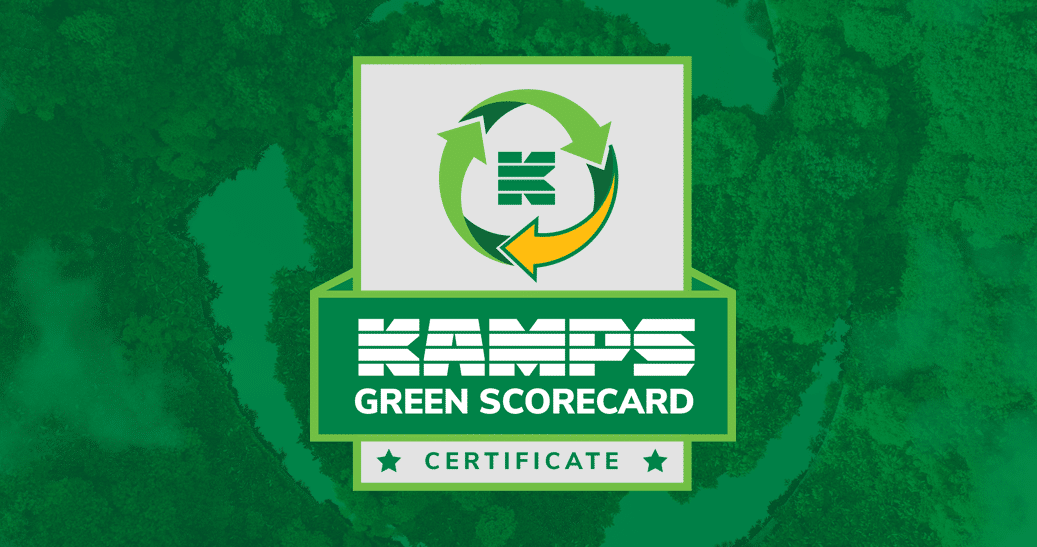 Kamps Green Scorecard Logo on Green Background