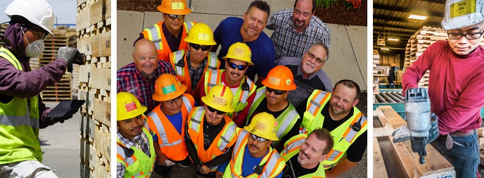 Pallet Employees wearing safety vests at L&R Pallet in Denver, Co