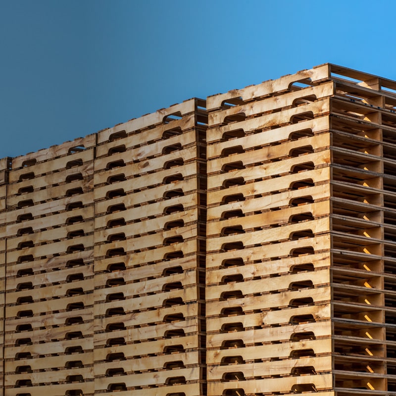 Stack of new wooden pallets