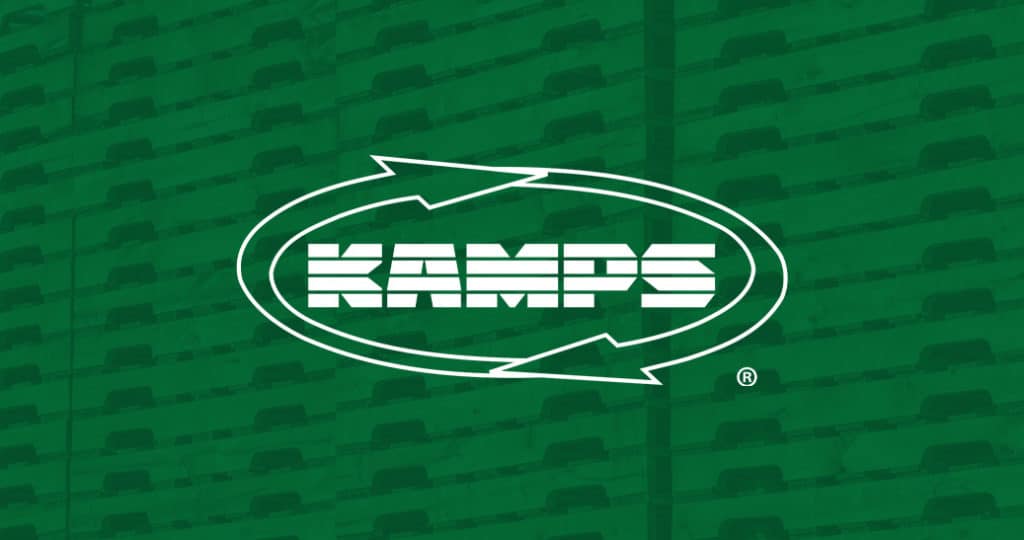 Kamps logo on green background