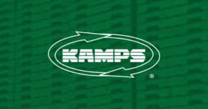 Kamps logo on green background