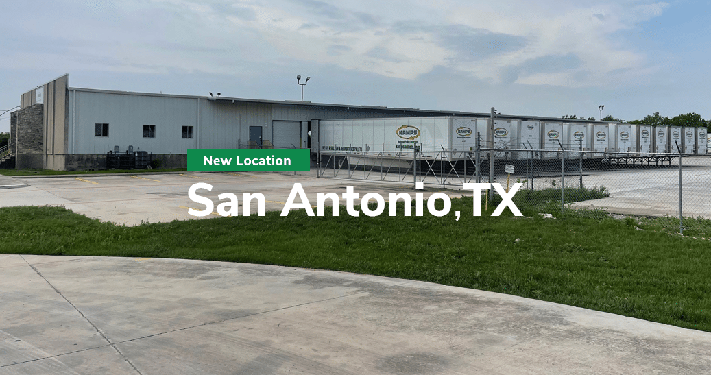 Kamps San Antonio Pallet Building with white trailers and cross docks