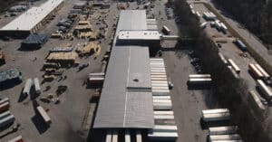 Aerial photo of the Atlanta, GA Kamps Pallet facility and stacks of pallets