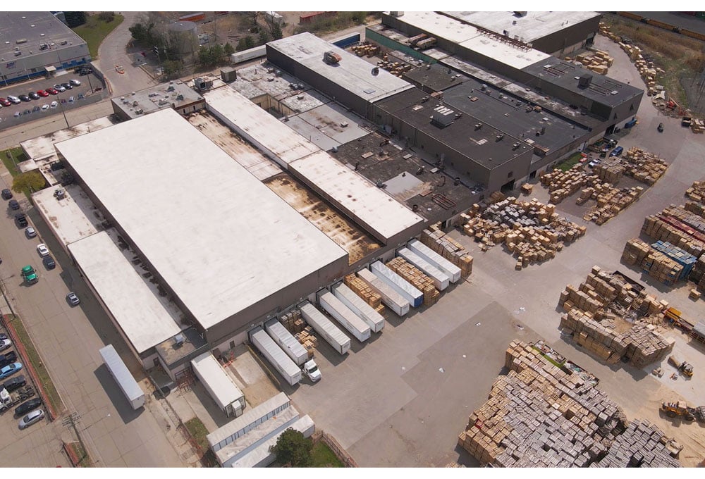 Aerial of Detroit Pallet facility purchased by Kamps.