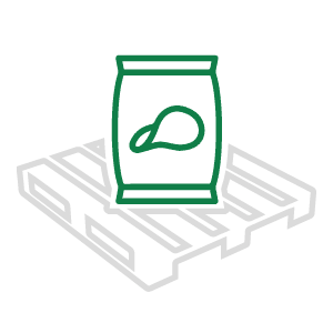 Kamps Pallets case study for a snack food manufacturer showcasing a wooden pallet with bag of chips