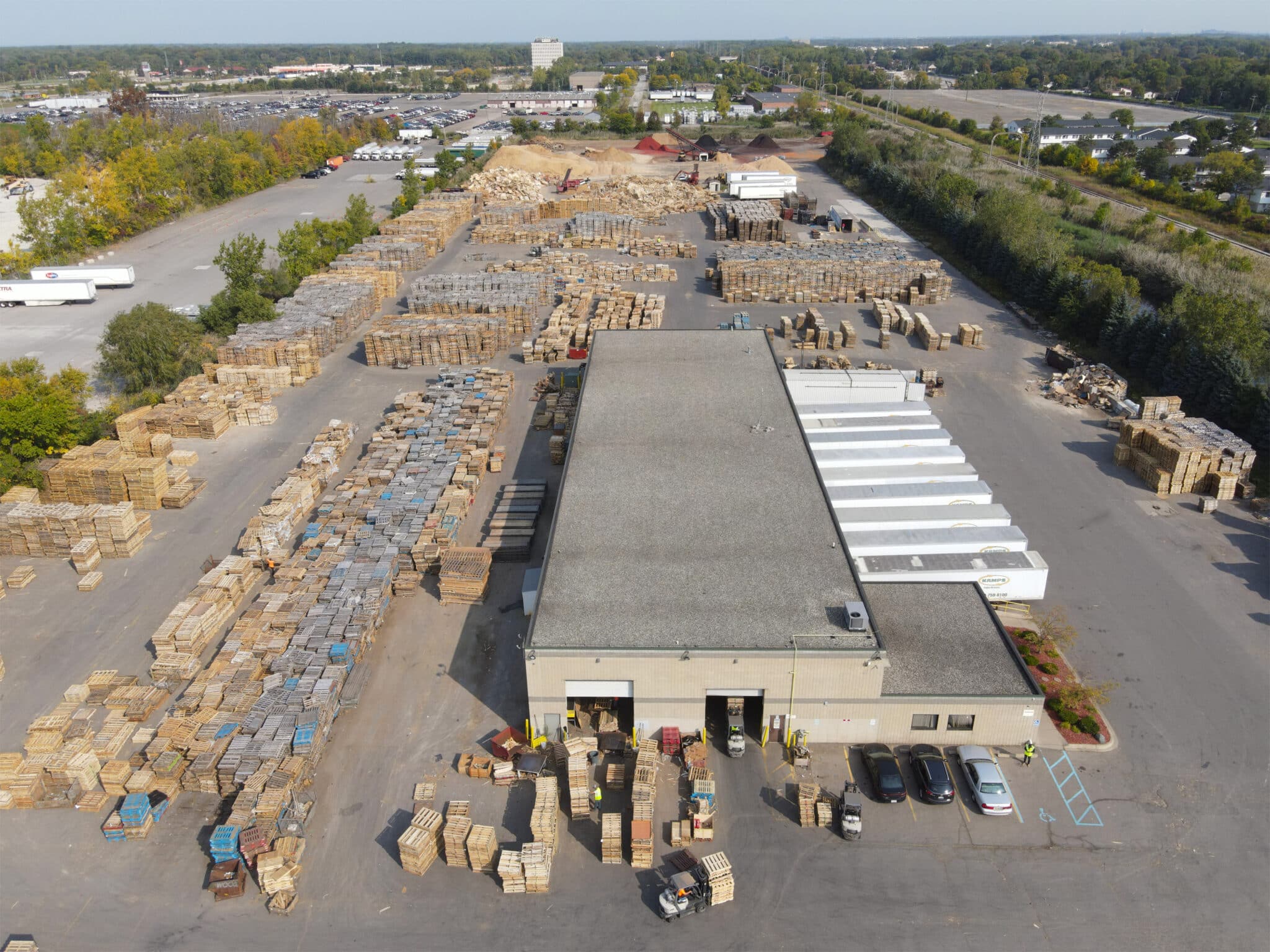 Aerial photo of Taylor Michigan Kamps Pallets location